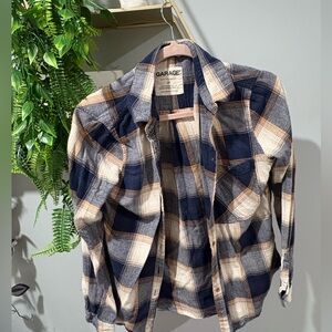 Garage Navy and Beige Plaid Shirt  Size S